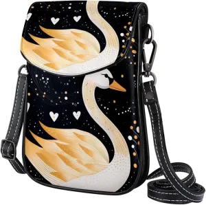 Faux Leather Crossbody Bag for Women, Messenger Bag, Shoulder Bag, swan bird cartoon