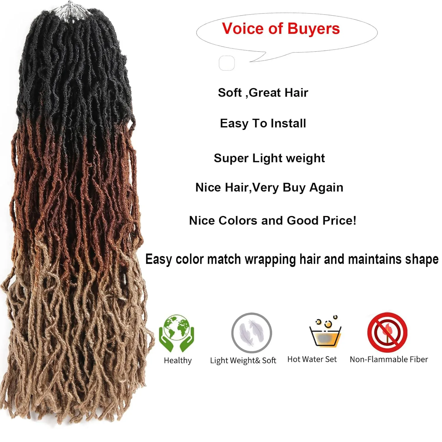 Faux Locs Crochet Hair 24 Inch,Soft Goddess Locs Crotchet Hair, 6 Packs Long Three Tone Locs Crochet Braids Pre looped Wavy Dreads Extensions Crotchet Braiding Hair(24”,T1B/30/27)