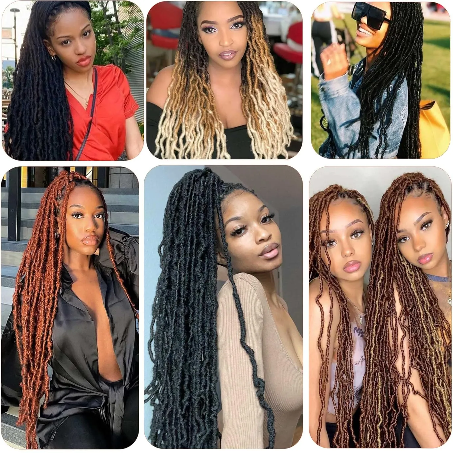 Faux Locs Crochet Hair 24 Inch,Soft Goddess Locs Crotchet Hair, 6 Packs Long Three Tone Locs Crochet Braids Pre looped Wavy Dreads Extensions Crotchet Braiding Hair(24”,T1B/30/27)