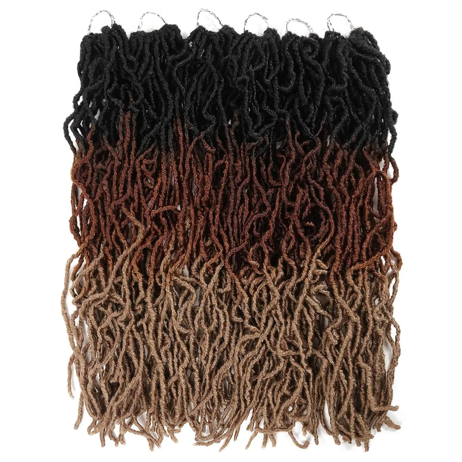 Faux Locs Crochet Hair 24 Inch,Soft Goddess Locs Crotchet Hair, 6 Packs Long Three Tone Locs Crochet Braids Pre looped Wavy Dreads Extensions Crotchet Braiding Hair(24”,T1B/30/27)