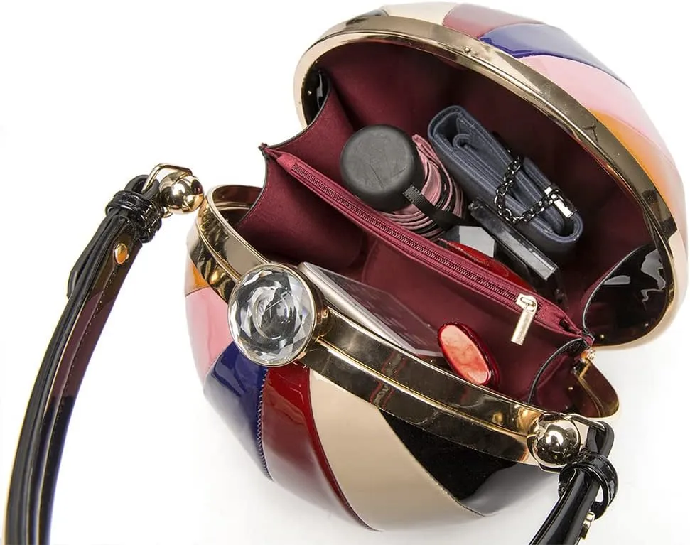 Faux Patent Leather Double Handle Frame Satchel