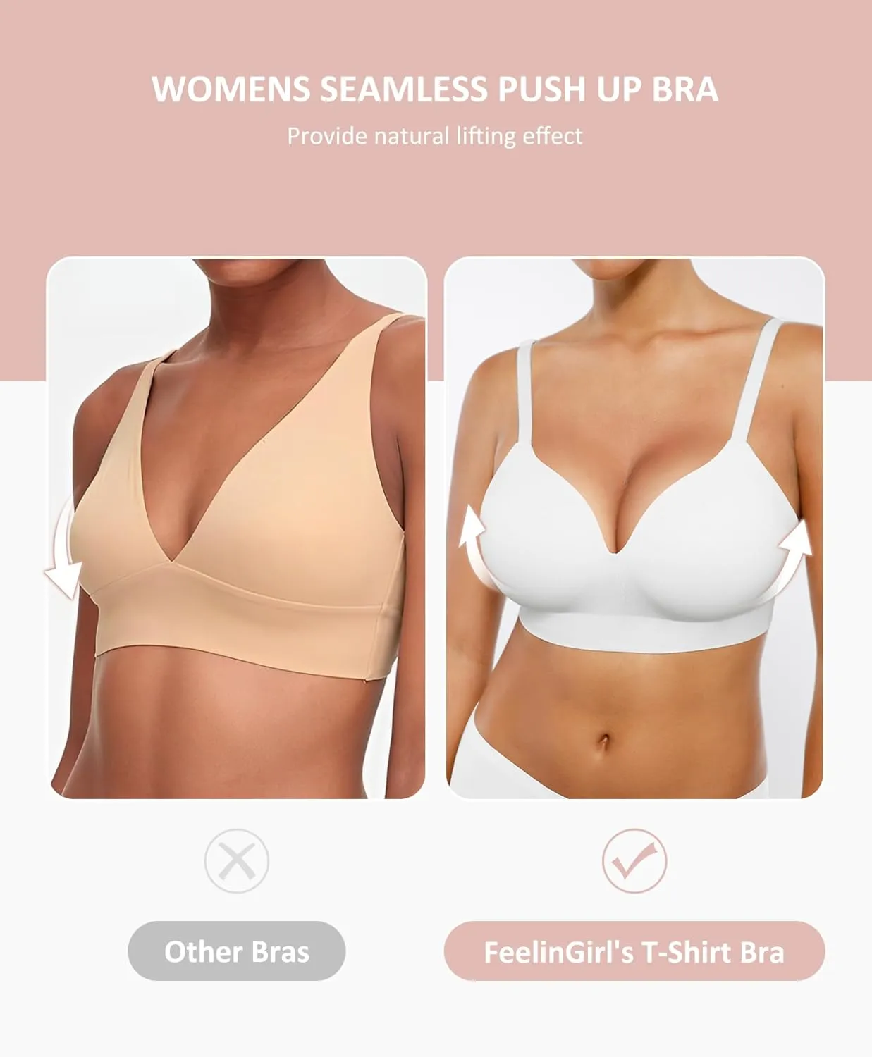 FeelinGirl Wireless Supportive Bra for Women, Seamless Comfort Bralettes No Underwire Full Coverage Everyday Bras