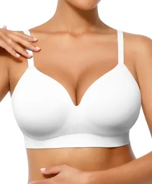 FeelinGirl Wireless Supportive Bra for Women, Seamless Comfort Bralettes No Underwire Full Coverage Everyday Bras
