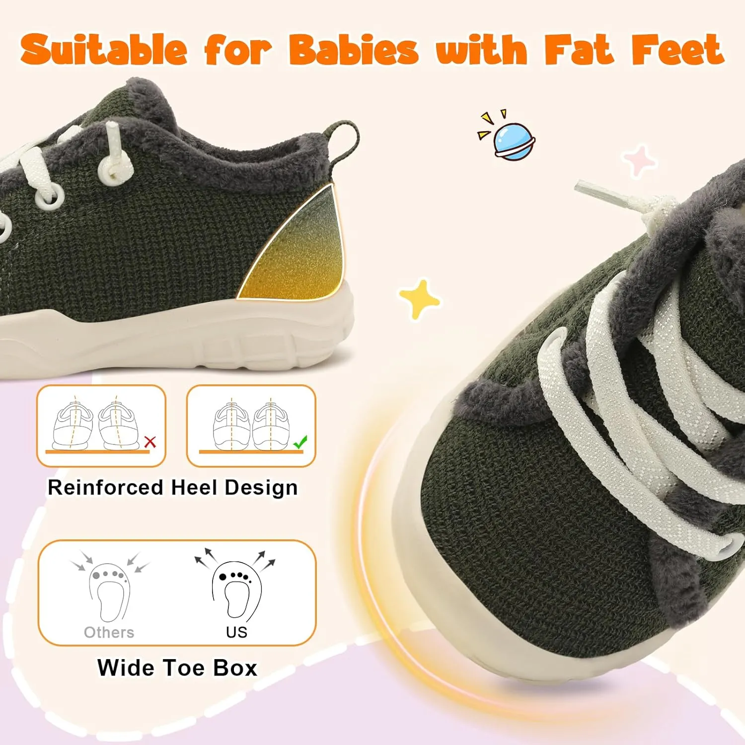 FEETCITY Wide Boys & Girls Winter Shoes - Barefoot & Walking Shoes, Slip On, Tennis Design