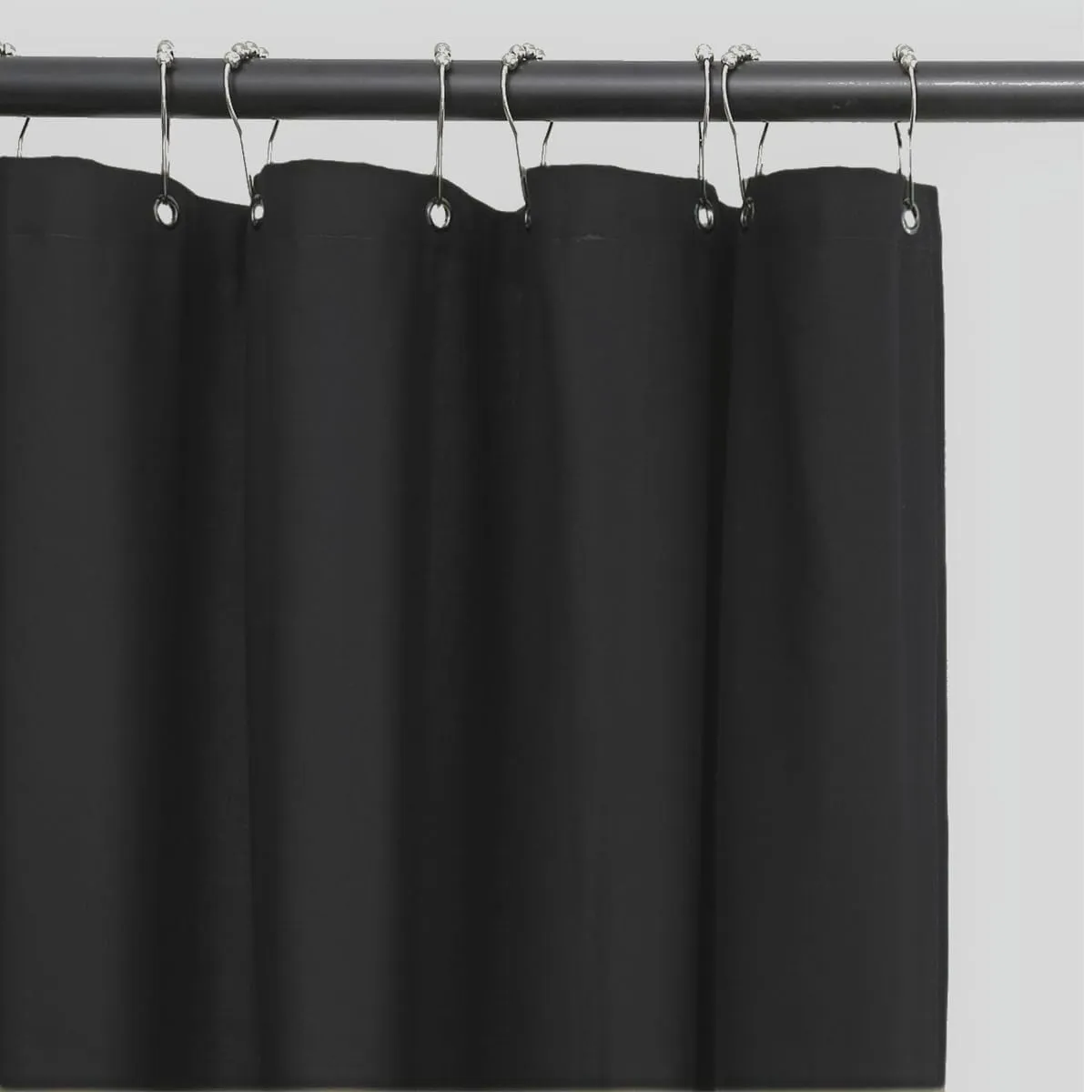 Felisa Farmhouse Shower Curtain with A Ruffle Hem, Linen Blend Shower Curtain for Bathroom,Black, 72"x72"