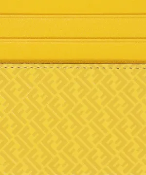 Fendi FF Logo Print Sunflower Yellow Leather Card Case