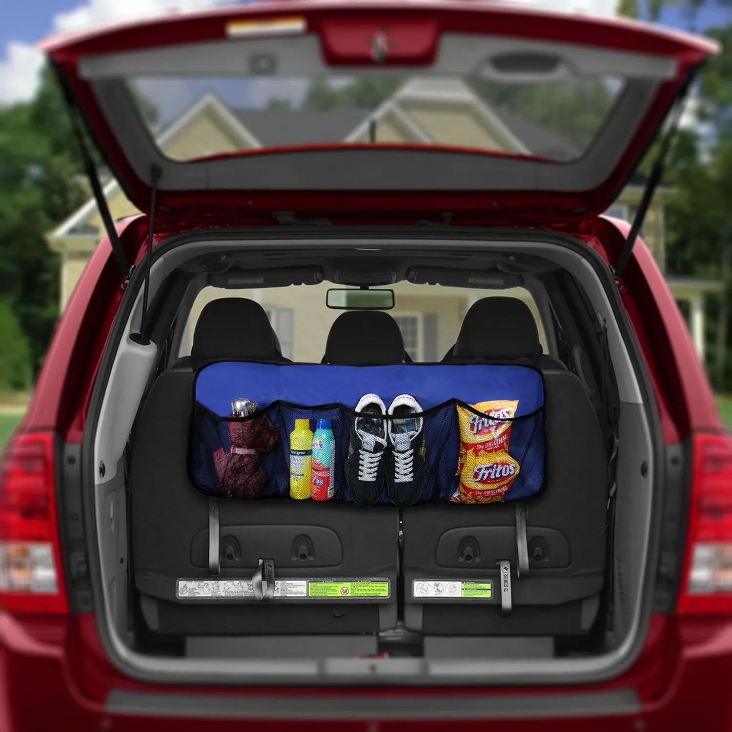 FH Group E-Z Travel Multi-Pocket Storage Collapsible Car Trunk Organizer (Easy Carry Perfect for Garage or Grocery Store, 1 Pack) Blue