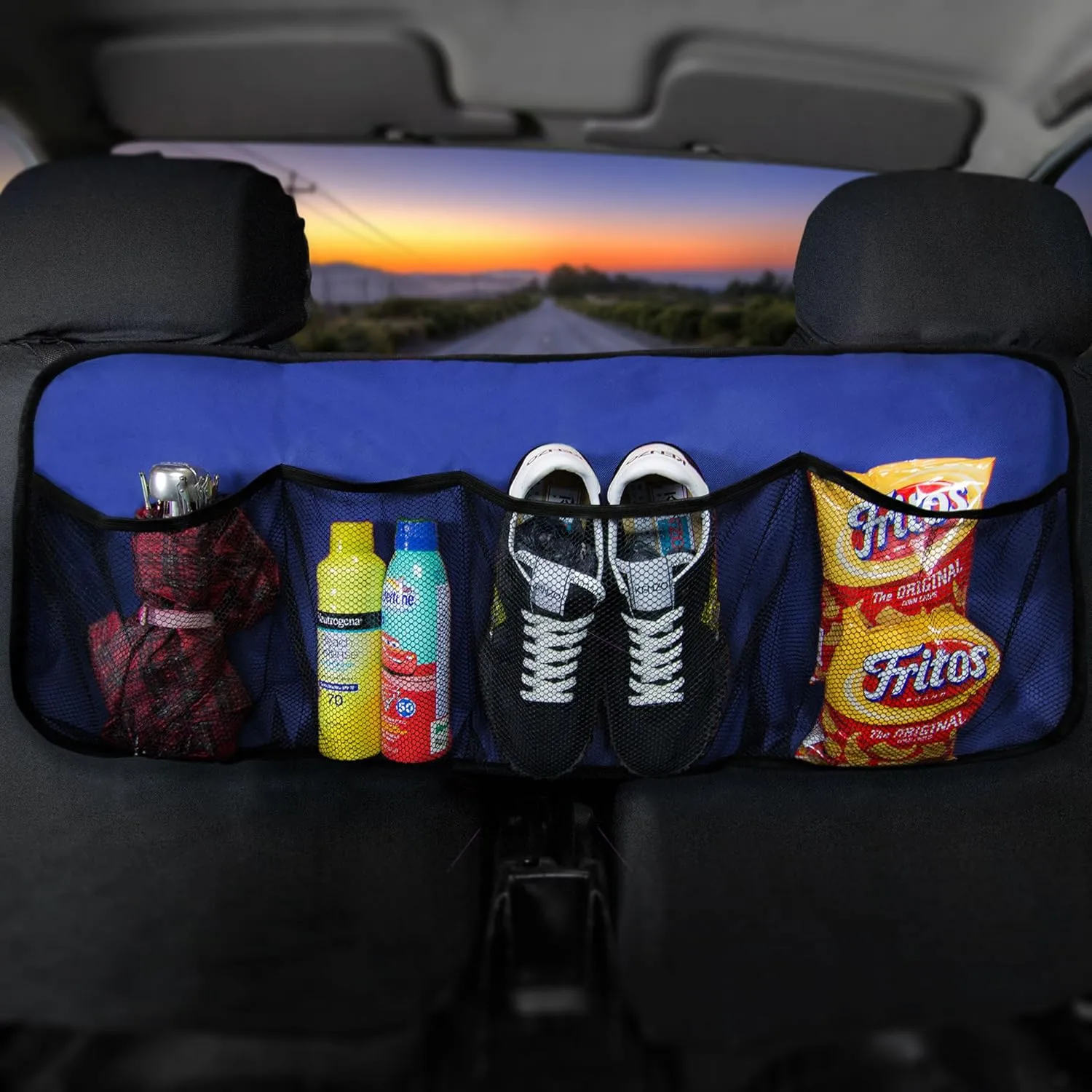 FH Group E-Z Travel Multi-Pocket Storage Collapsible Car Trunk Organizer (Easy Carry Perfect for Garage or Grocery Store, 1 Pack) Blue
