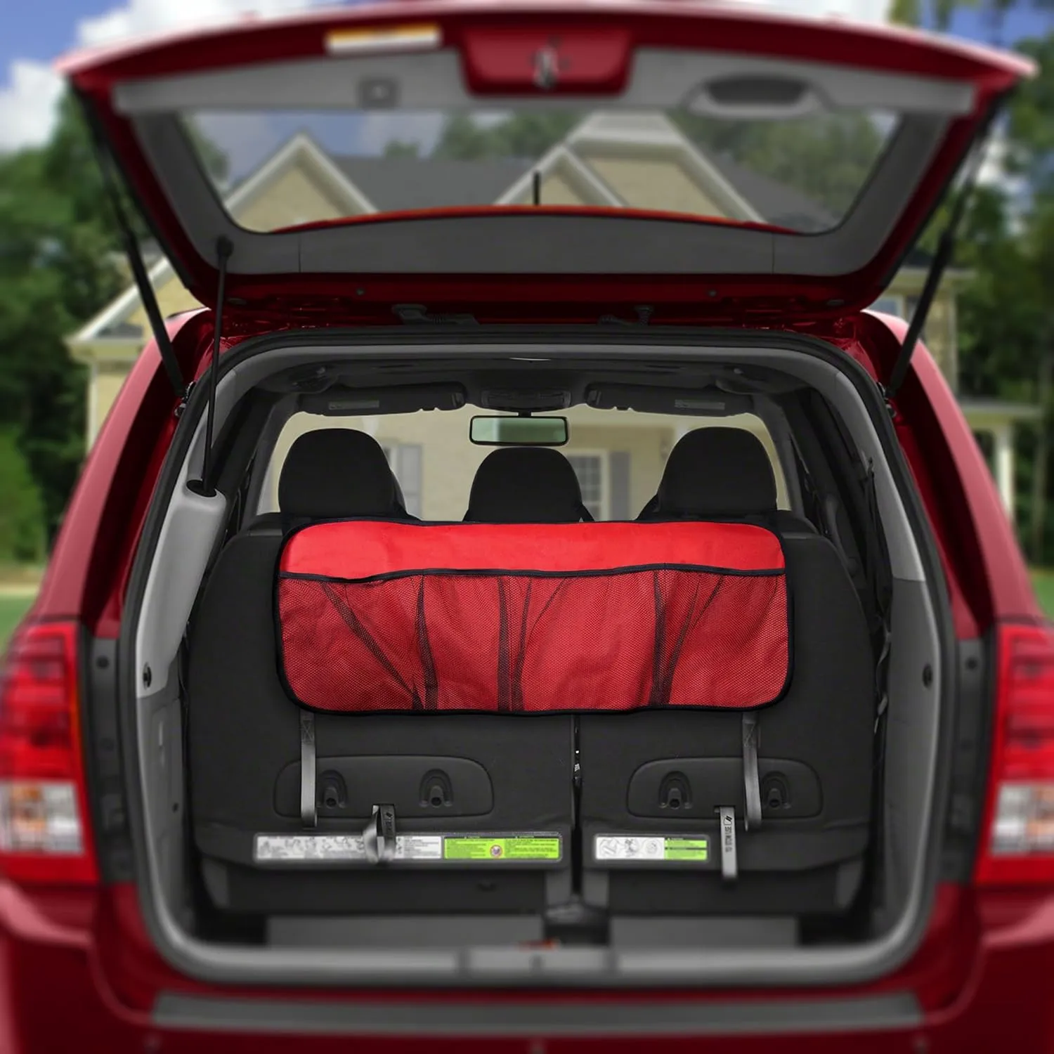 FH Group E-Z Travel Multi-Pocket Storage Collapsible Car Trunk Organizer (Easy Carry Perfect for Garage or Grocery Store, 1 Pack) Red