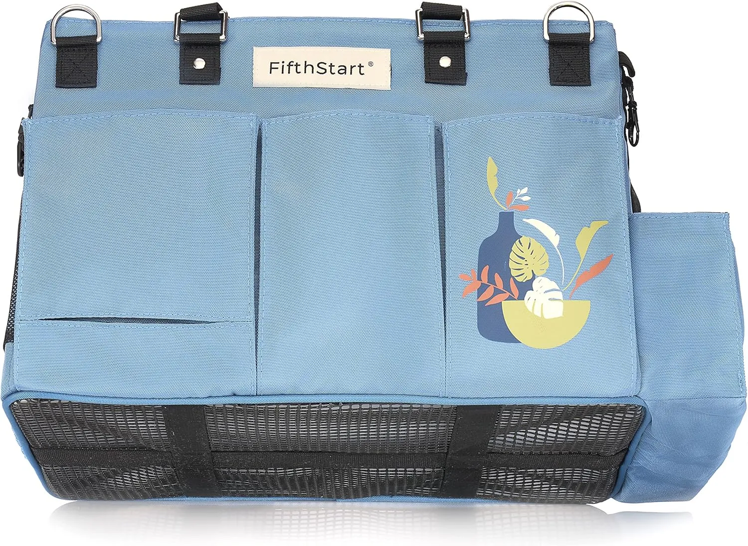 FifthStart Multiuse Cleaning Caddy with Waist & Shoulder Strap - Diaper Caddy & Beach Bag - 9 Pockets & Mesh Base - Blue, X-Large