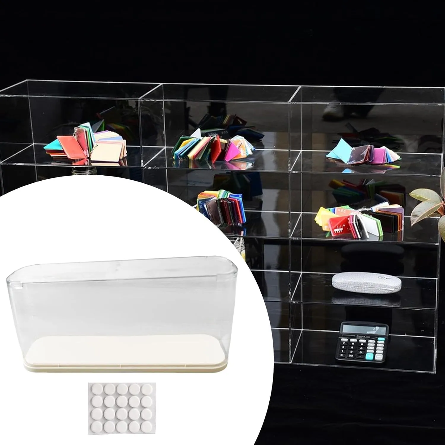 Figures Display Case Doll Storage Box Organizer Clear for Action Figure Single Layer, Beige