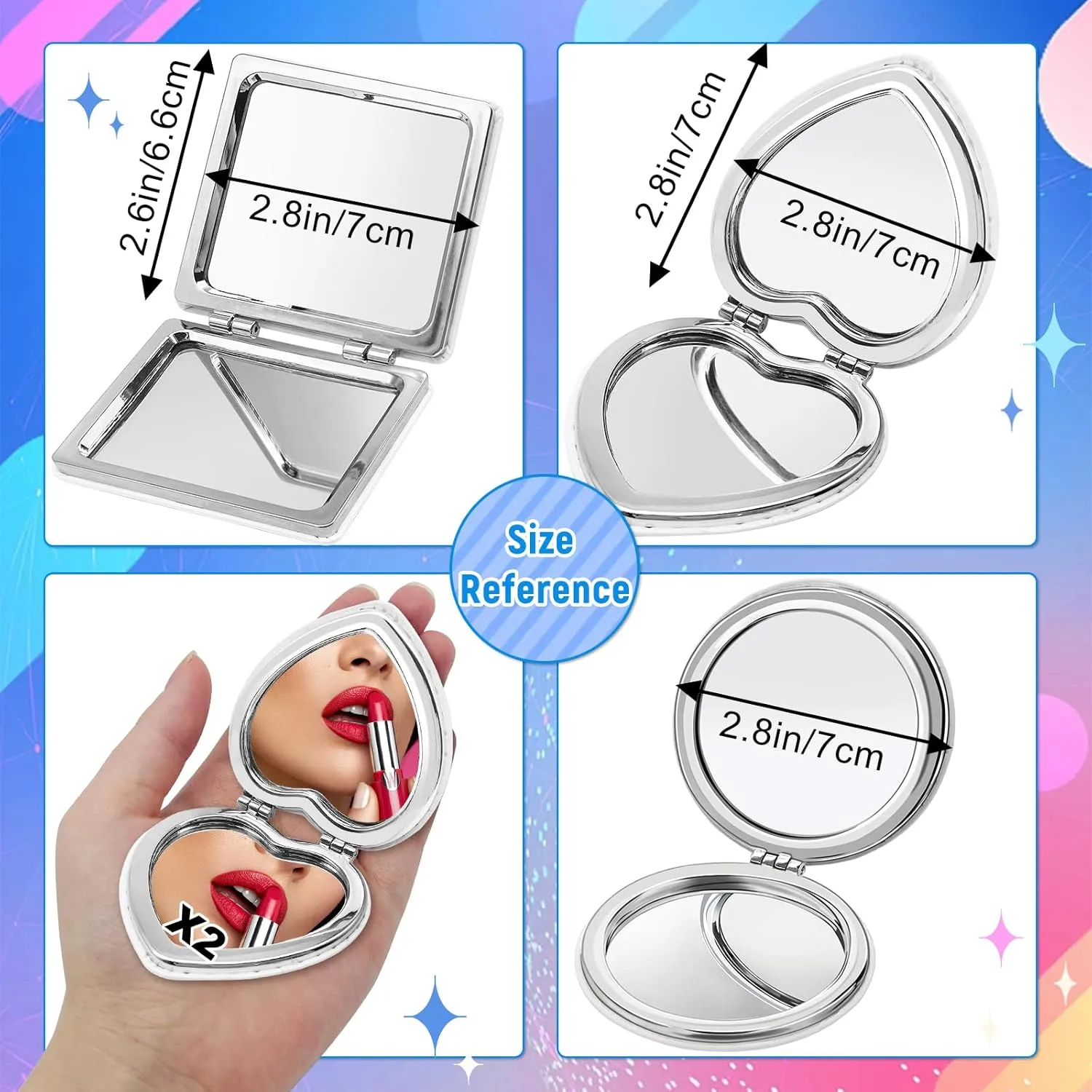 FILASLFT Diamond Painting Mirror,4 Pcs Diamond Art Mirror,Butterfly Diamond Painting Compact Mirror,Portable Magnifying Folding Purse Mirror,Diamond Art Gifts, MR144