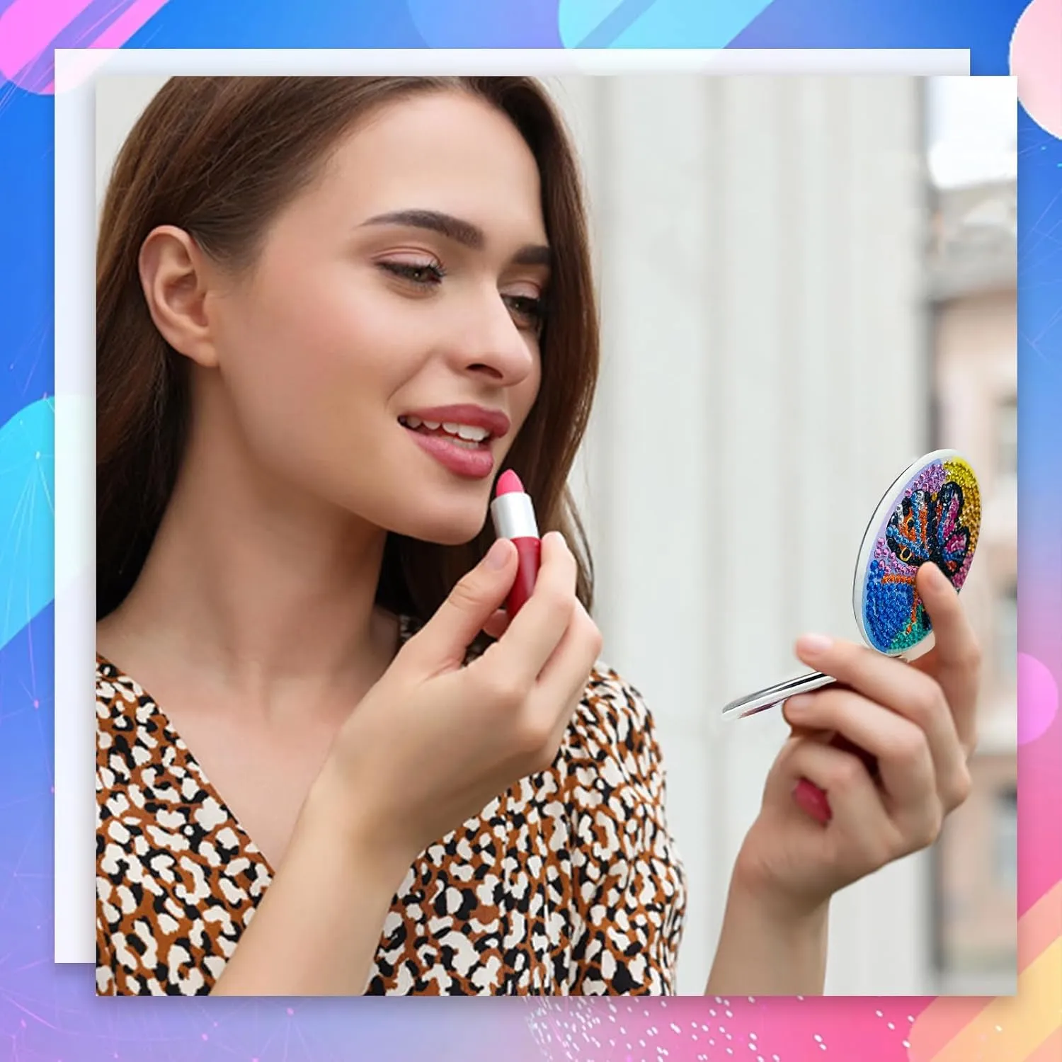 FILASLFT Diamond Painting Mirror,4 Pcs Diamond Art Mirror,Butterfly Diamond Painting Compact Mirror,Portable Magnifying Folding Purse Mirror,Diamond Art Gifts, MR144