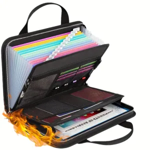 Fireproof Waterproof Accordion File Organizer, Heat-Resistant Document Case