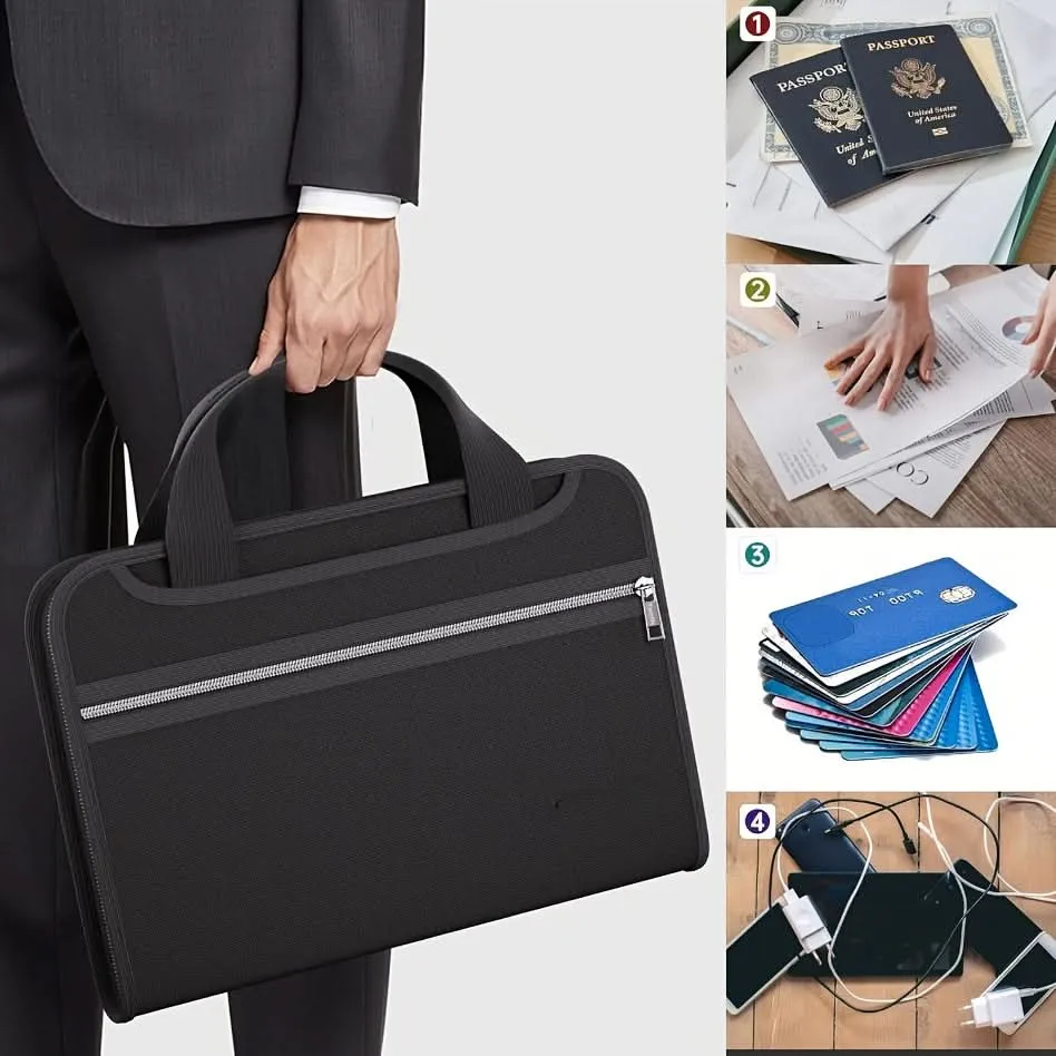 Fireproof Waterproof Accordion File Organizer, Heat-Resistant Document Case