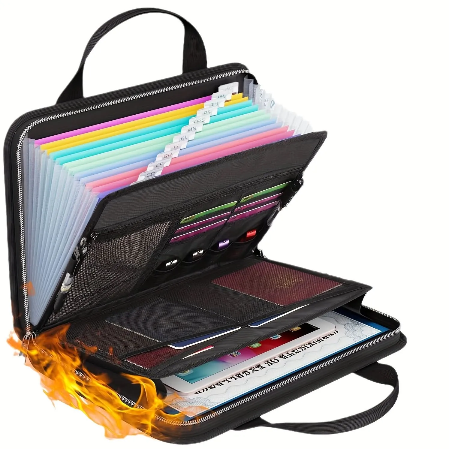 Fireproof Waterproof Accordion File Organizer, Heat-Resistant Document Case