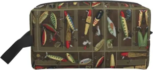 Fishing Lure Style Print Travel Toiletry Organizer Bag, Cosmetic & Storage Pouch For Travel And Daily Use