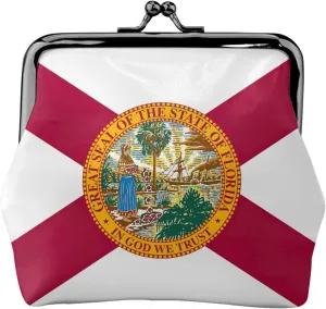 Florida flag print Coin Purse with Kiss Lock Buckle Small Change Purse Card Holder Coin Pouch for Women