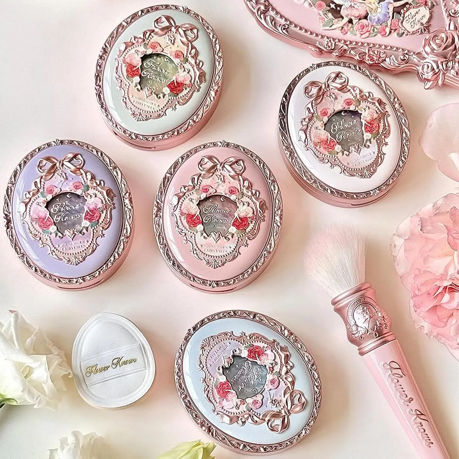 Flower Knows Midsummer Fairytales Velvet Embossed Blush,Fushia Matte Finish,Buildable & Blendable Powder Blush for cheeks,Highly Pigmented,Natural Flush for All Skin Tones(01 Blooming Days,5g)