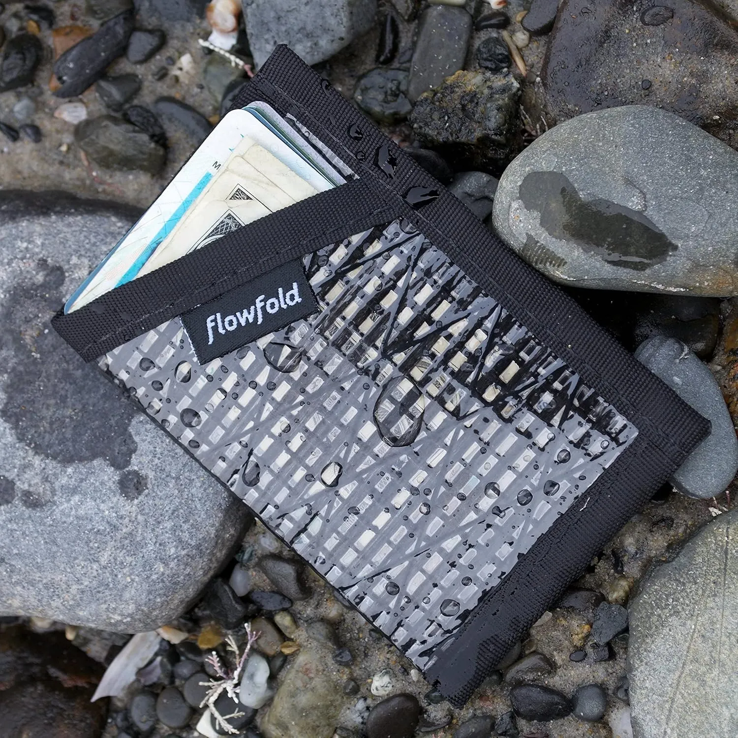 Flowfold Recycled Sailcloth Minimalist Card Holder Durable Slim Wallet Front Pocket Wallet, Card Holder Wallet Made in USA