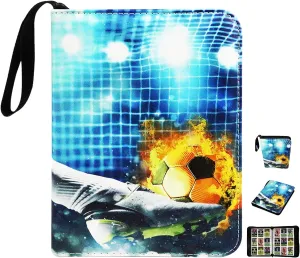 Football Card Binder 9 Pocket Fits 900 Cards with 50 Removable Sleevesves, Trading Card Binder Sports Card Binder Basketball Card Binder Baseball Card Binder Trading Card Albums (Football-Plus)