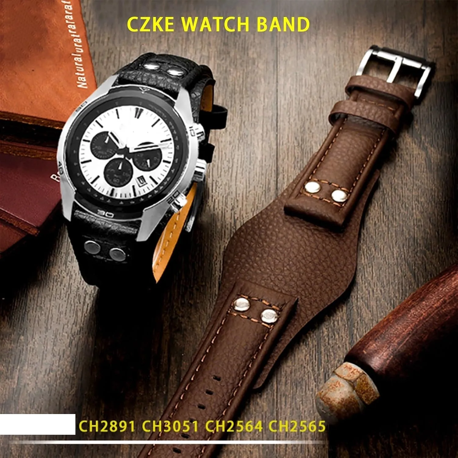 For CH2891CH3051 CH2564 CH2565 watch band mens Genuine Leather Watchbands 20mm 22mm strap With mat leather bracelet