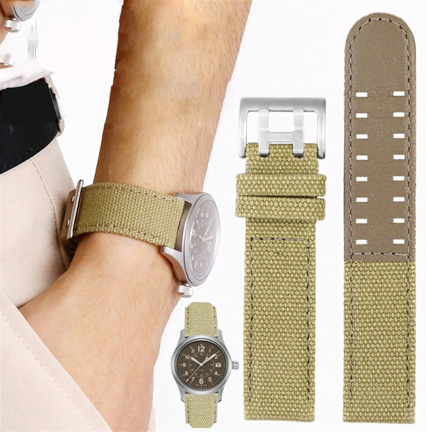 For Hamilton Khaki Field Watch h760250/h77616533/h70605963 H68201993 Watch Strap Genuine Leather Nylon Men Watch Band 20mm 22mm
