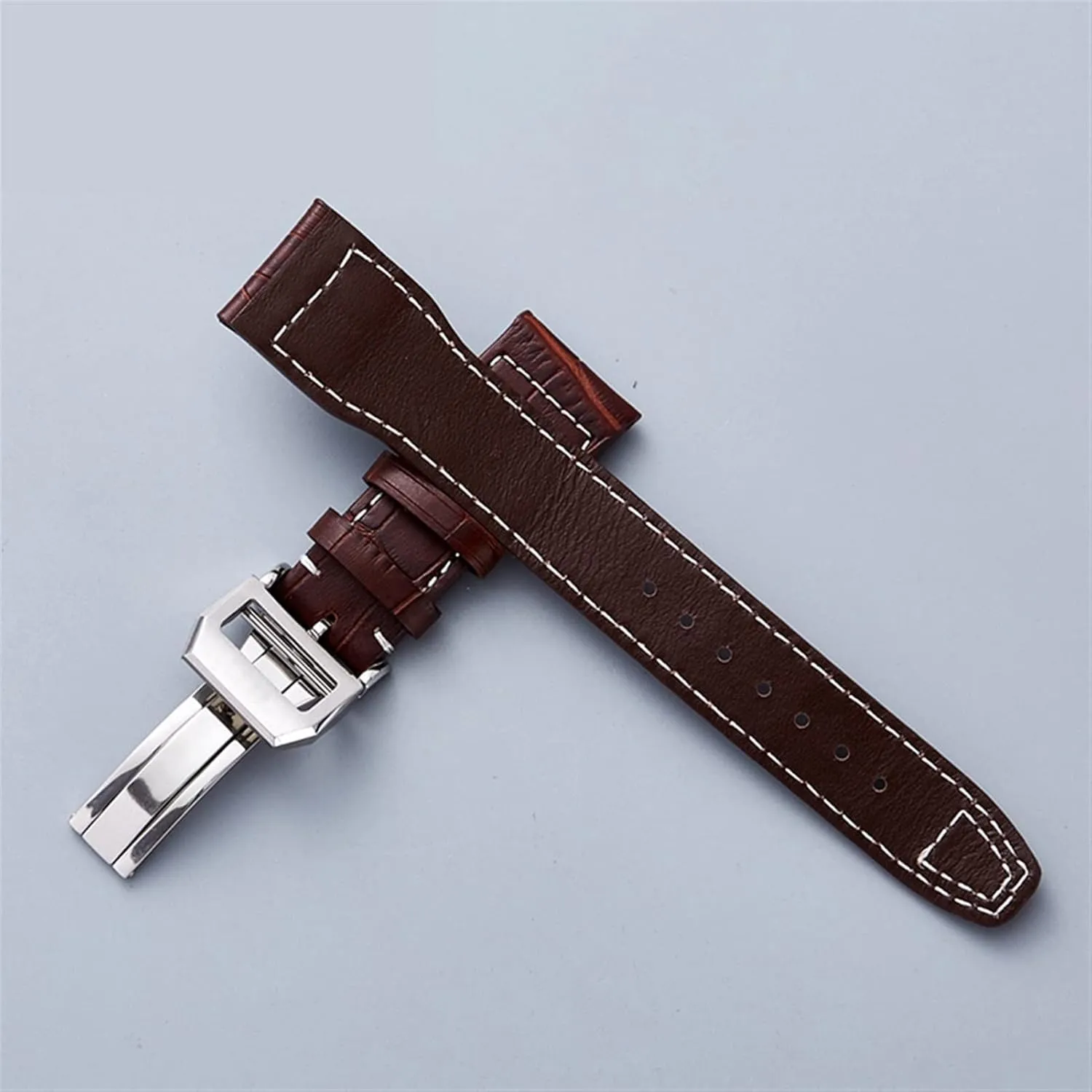 For IWC Pilot Mark series Watch band genuine leather strap accessories male rivet cow leather wristband 22mm Watchbands