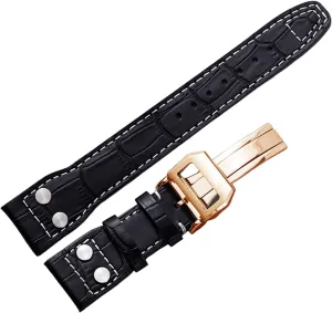 For IWC Pilot Mark series Watch band genuine leather strap accessories male rivet cow leather wristband 22mm Watchbands