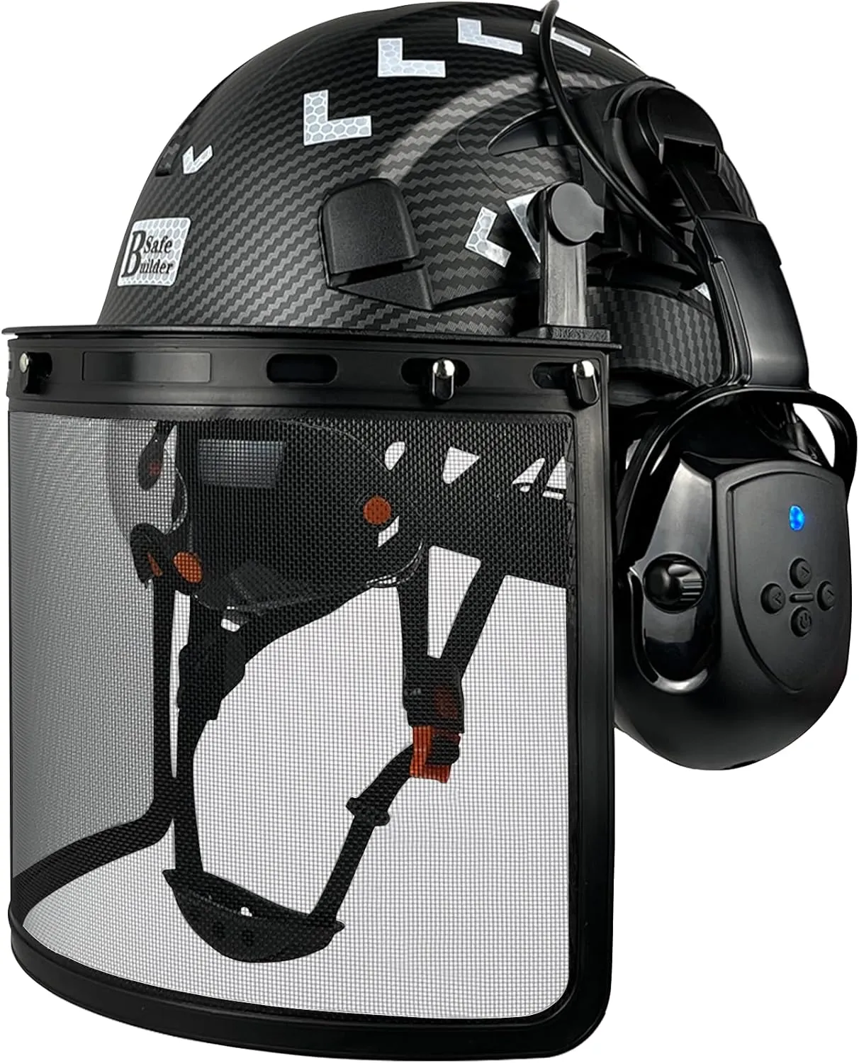 Forestry Chainsaw Tree Work Safety Helmet Vented Hard Hats w/Visor Bluetooth Ear Muffs Face Shield Outdoor Hardhats OSHA ANSI Z89.1