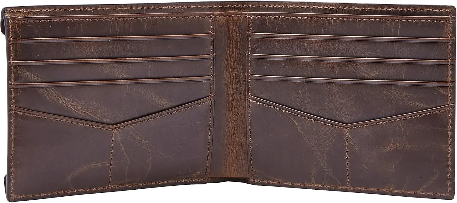 Fossil Men's Derrick Leather Bifold Sliding 2-in-1 with Removable Card Case Wallet, Dark Brown, (Model: ML3685201)