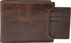 Fossil Men's Derrick Leather Bifold Sliding 2-in-1 with Removable Card Case Wallet, Dark Brown, (Model: ML3685201)