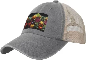 Fresh Cabbage Mesh Trucker Hat Mesh Snapback,Trendy Cowboy Cap for Sports and Headwear