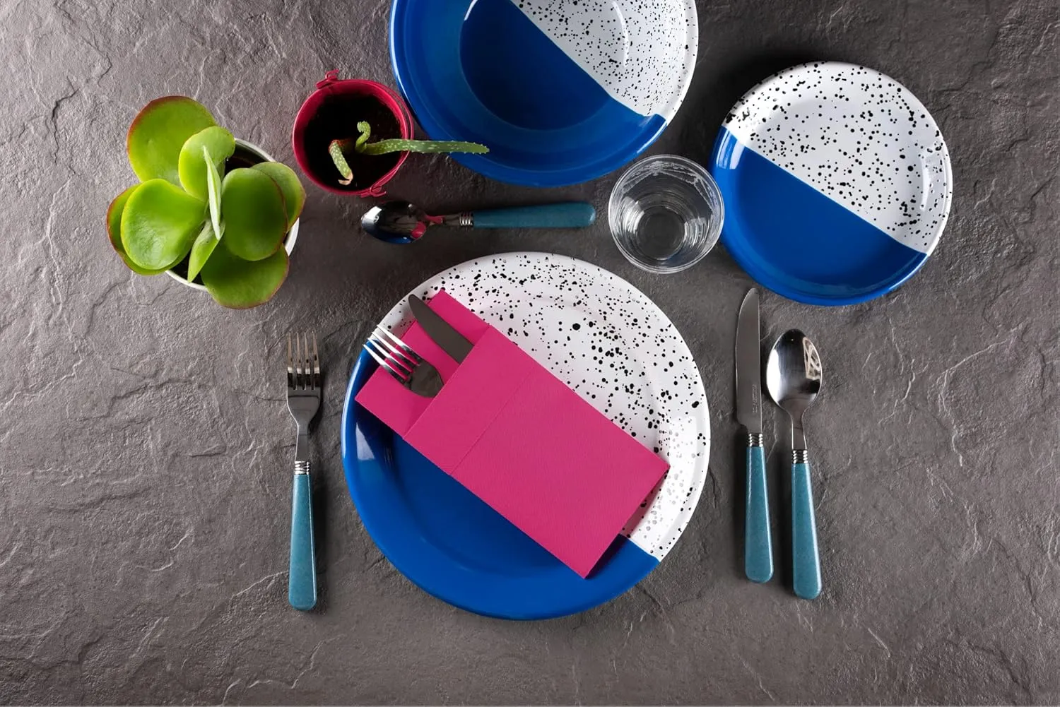 Fuchsia Dinner Napkins Cloth Like with Built-in Flatware Pocket, Linen-Feel Absorbent Disposable Paper Hand Napkins for Kitchen, Bathroom, Parties, Weddings, Dinners or Events, 1/8 Fold, Pack of 50