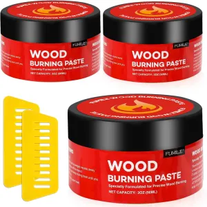 FUMILE 9.2OZ Wood Burning Paste -3 Bottles with 2 squeegees! Wood Burning Paste for Wood, Canvas, Denim Fabric, Leather & More