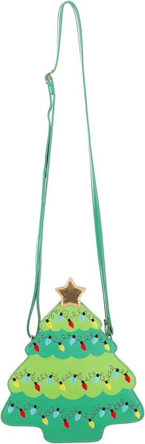 Fun Costumes Decorated Christmas Tree Crossbody Purse for Women - Cute Holiday Handbags & Gifts - Ladies Xmas Shoulder Bag
