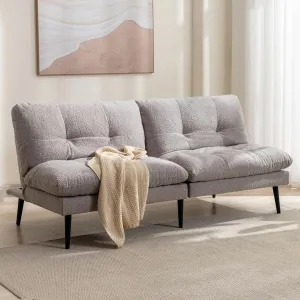 Futon Sofa Bed, Convertible Sleeper Futon Couch Bed Adjustable Backrest Couch Small Splitback Loveseat Modern Sofa for Living Room, Bedroom, Apartment, Office, Grey