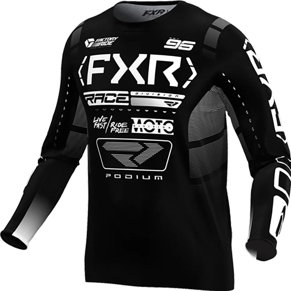 FXR Youth Podium MX Jersey Lightweight Mesh Drop Tail Design Black/White - X-Large