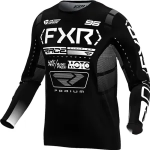 FXR Youth Podium MX Jersey Lightweight Mesh Drop Tail Design Black/White - X-Large