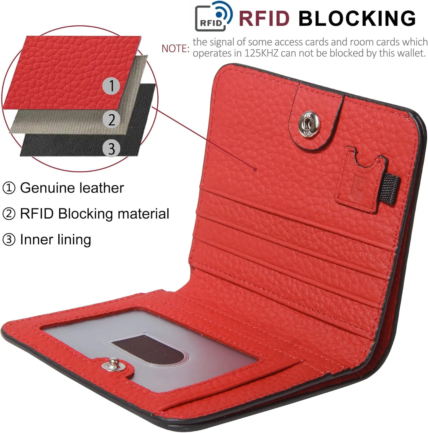 GADIEMKENSD Small Wallet Women Purses RFID Blocking Leather Bi-fold Card Holder with Zip Coin Pocket Stitch Purse for Lanyard Oyster Cards Bus Cards Protector Pouch with Card Cash Slots Red