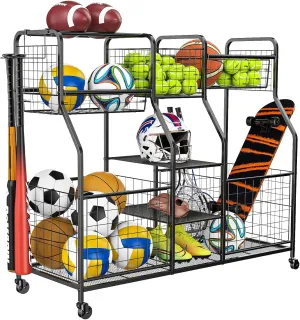 Garage Sports Equipment Organizer, Garage Ball Storage Rack, Garage Organizer System, Indoor/Outdoor Shelf Rack for Sports Gear