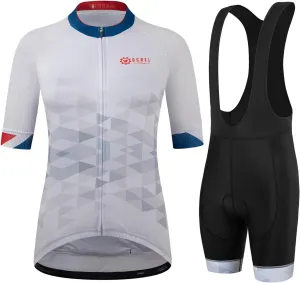 GCRFL Women's Cycling Jersey Set Short Sleeves Bike Jersey Zipper Pocket Bicycle Shorts with 4D Padded, Cycling Clothes Women
