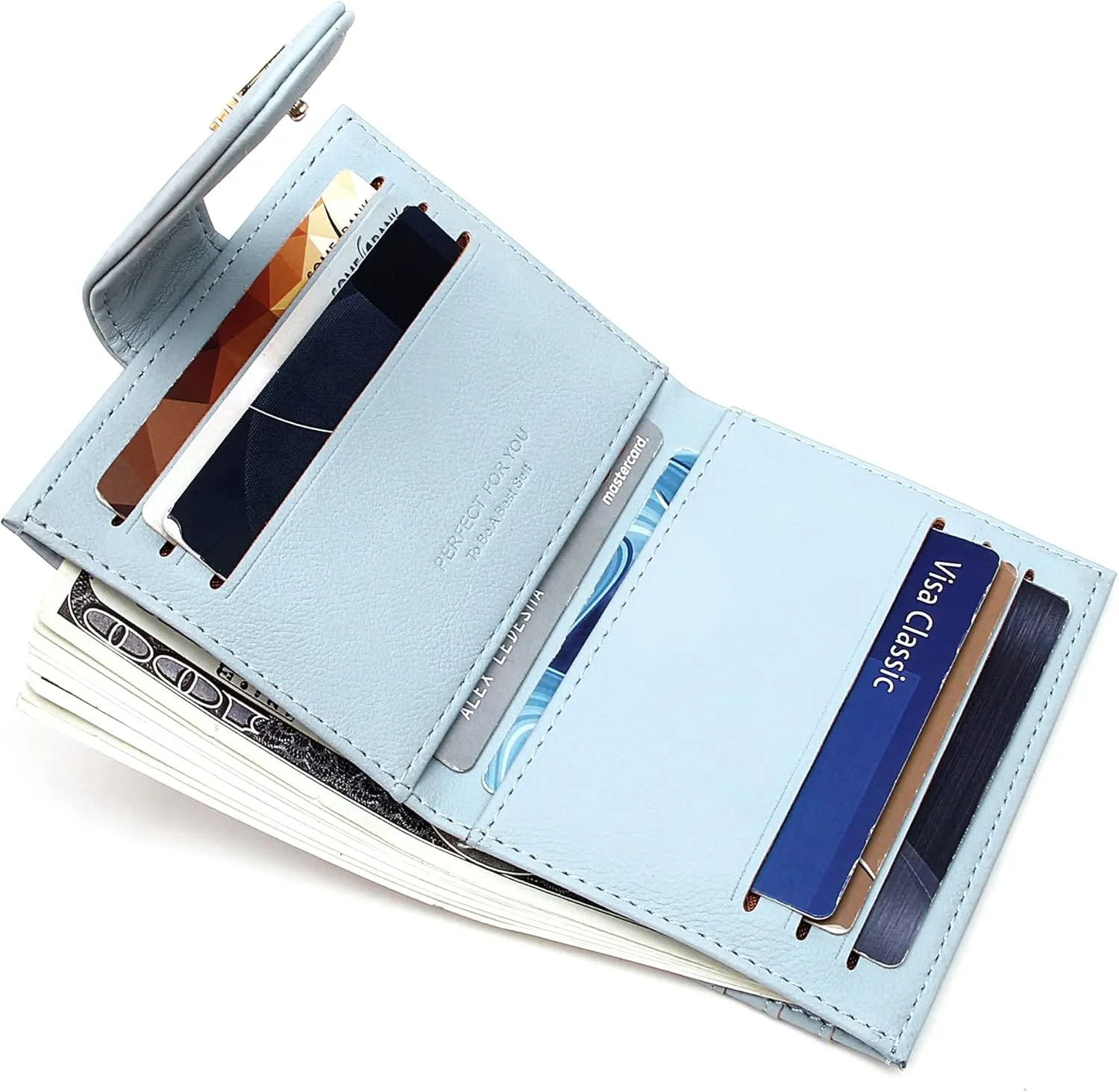 GEEAD Small Wallets for Women Slim Bifold Credit Card Holder Minimalist Zipper Coin Pocket