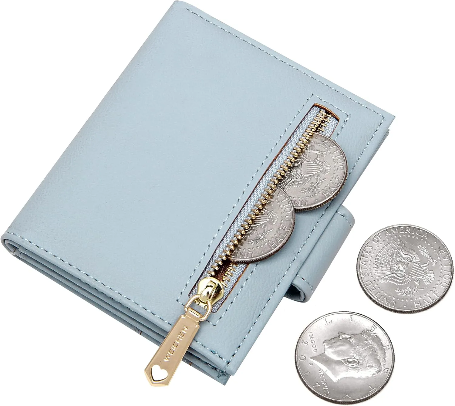 GEEAD Small Wallets for Women Slim Bifold Credit Card Holder Minimalist Zipper Coin Pocket