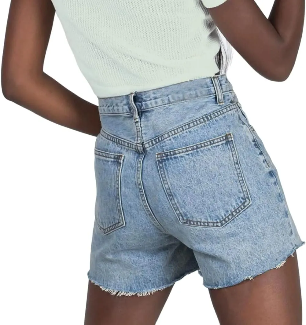 Genleck Womens Crossover Jean Shorts - Stretch High Waisted Trendy Denim Shorts Curvy Casual Summer Clothes