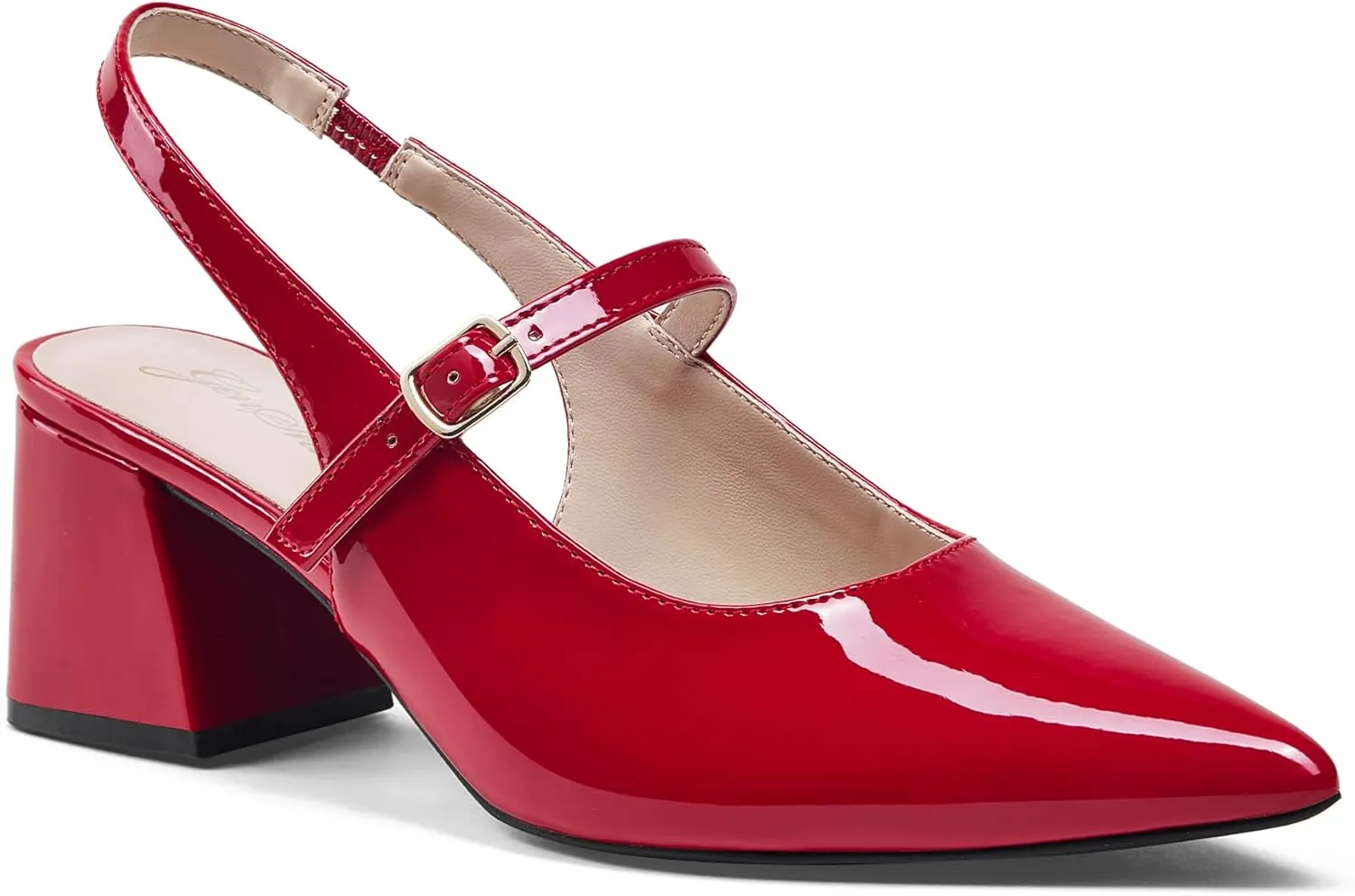 GENSHUO Women’s Slingback Chunky Heels 2.36 Inch Closed Pointed Toe Pumps Low Block Heels for Women Classic Comfort Party Daily Office Shoes