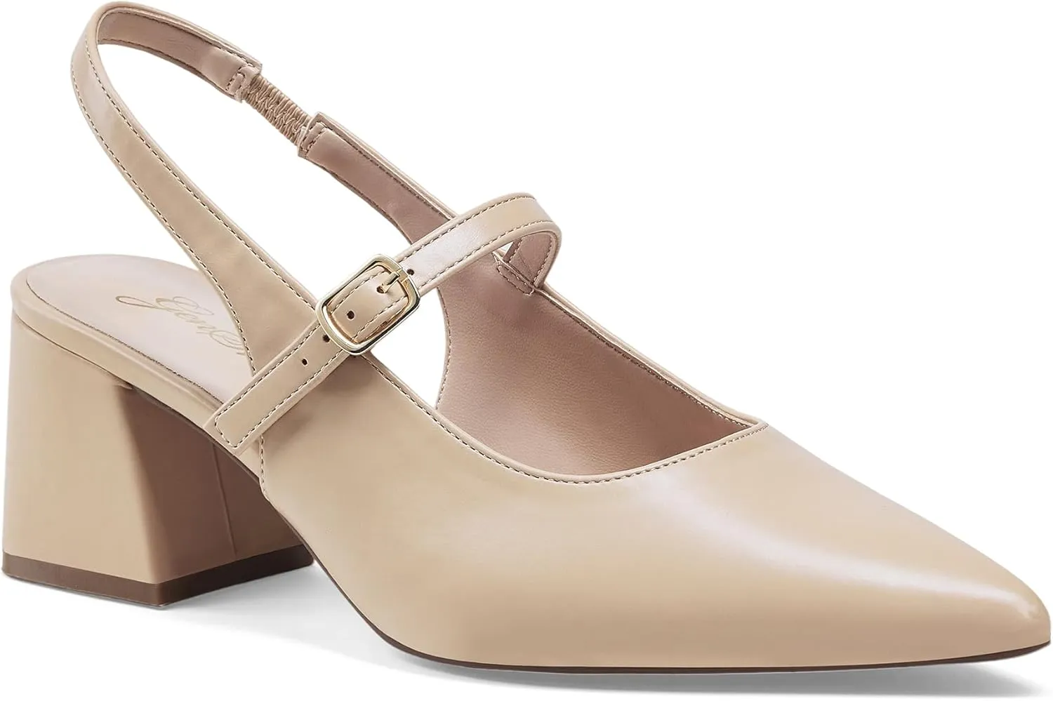GENSHUO Women’s Slingback Chunky Heels 2.36 Inch Closed Pointed Toe Pumps Low Block Heels for Women Classic Comfort Party Daily Office Shoes