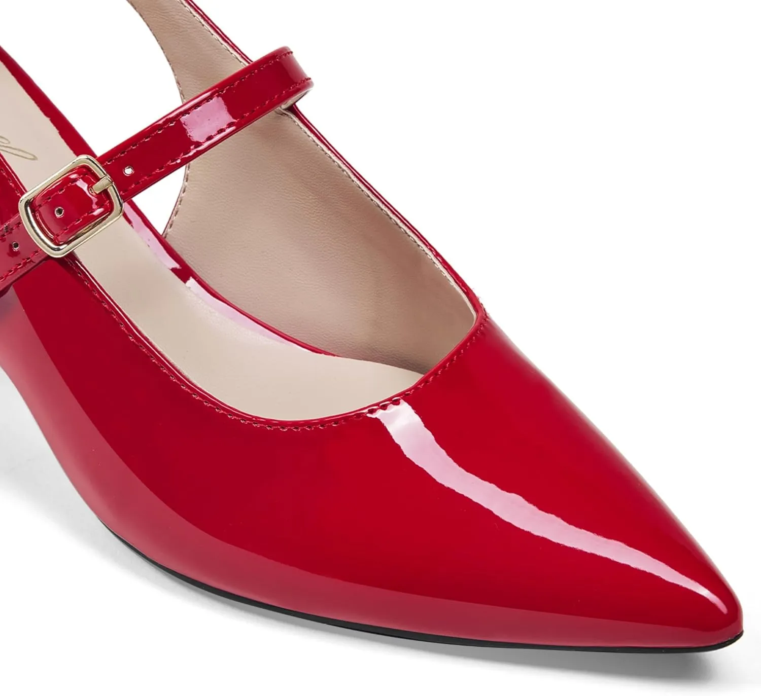 GENSHUO Women’s Slingback Chunky Heels 2.36 Inch Closed Pointed Toe Pumps Low Block Heels for Women Classic Comfort Party Daily Office Shoes