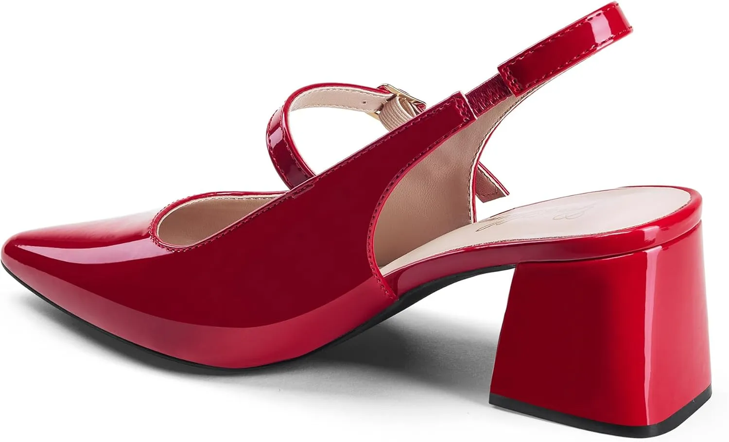 GENSHUO Women’s Slingback Chunky Heels 2.36 Inch Closed Pointed Toe Pumps Low Block Heels for Women Classic Comfort Party Daily Office Shoes