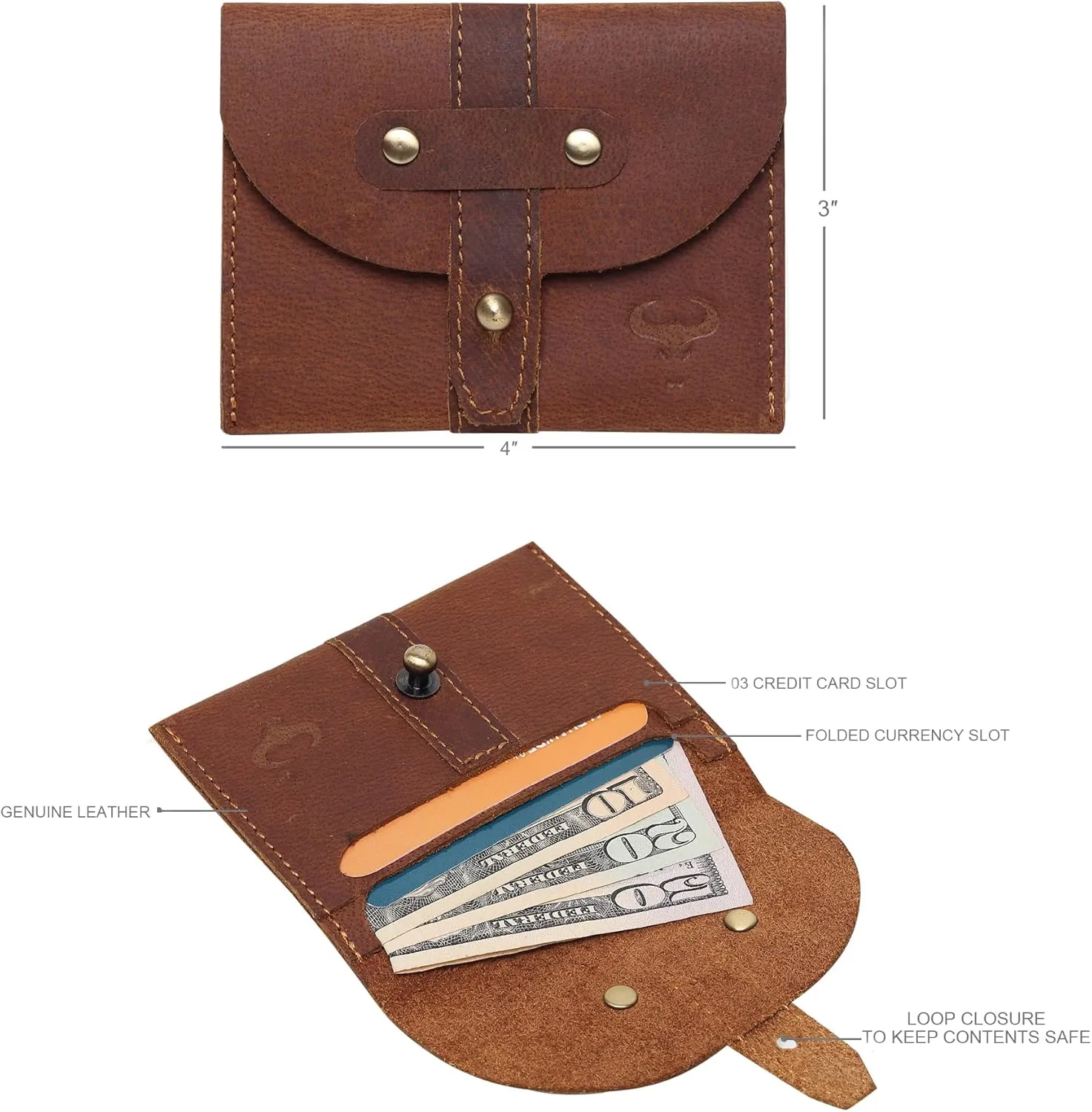 Genuine Leather Credit Card Holder - Thin ID Holder - Front Pocket Wallet - Slim Pouch - RFID Blocking